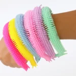 pulsera sensorial unicornio gusano flexible antiestrés varios colores