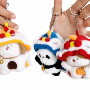 Llavero peluche Danza del León kawaii con cascabel en variantes