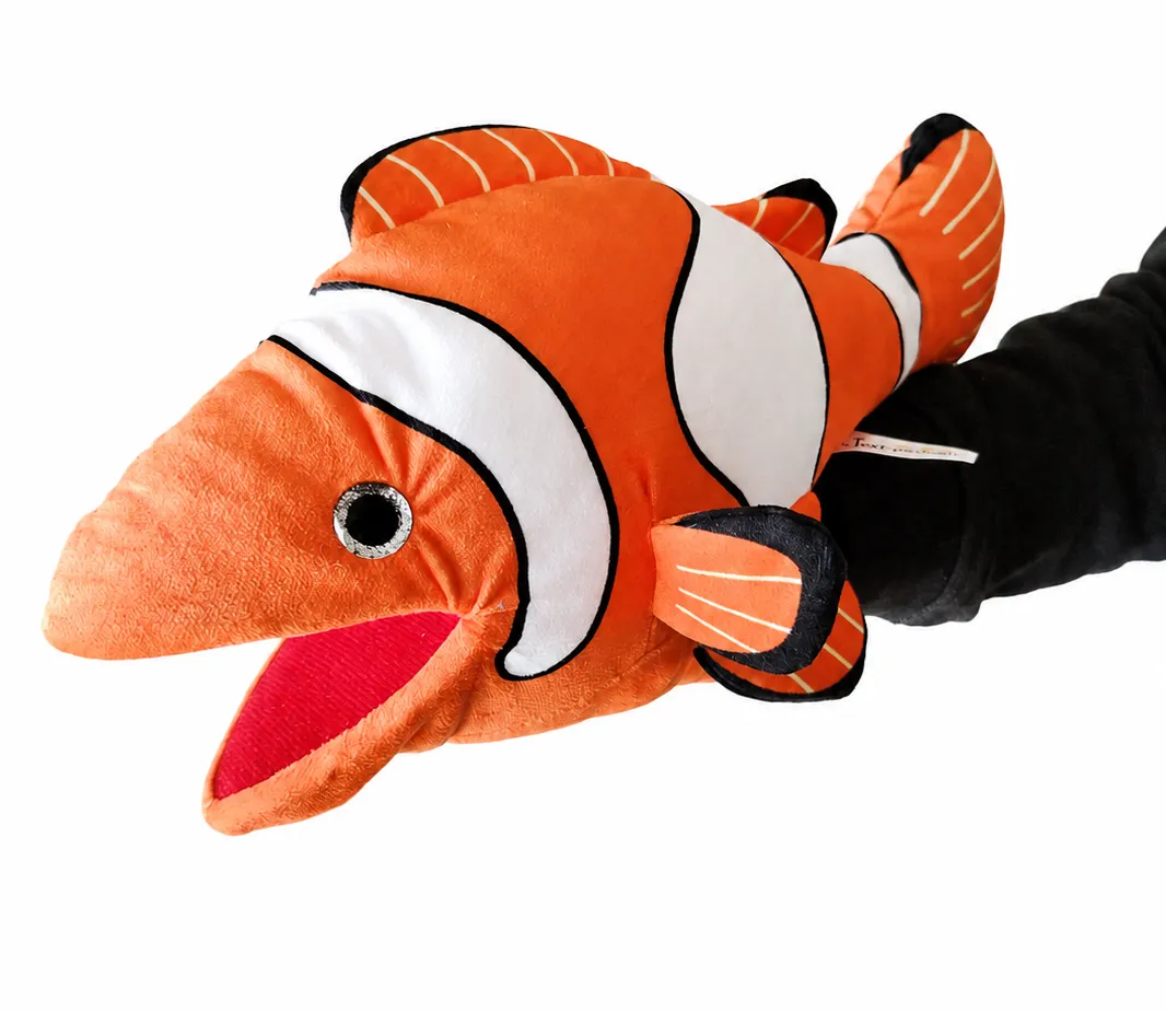 pls004-titere-pez-payaso-2 titere peluche pez payaso marioneta de mano kawaii