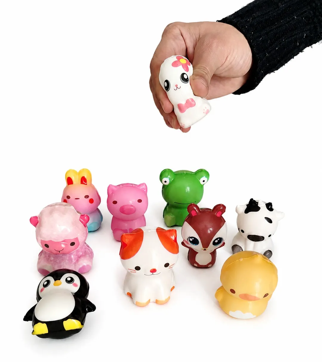 sqa006-pack-10-squishy-animales-antiestres-modelos-aleatorios Pack 10 Squishy Animales Antiestrés Modelos Aleatorios de Espuma PU